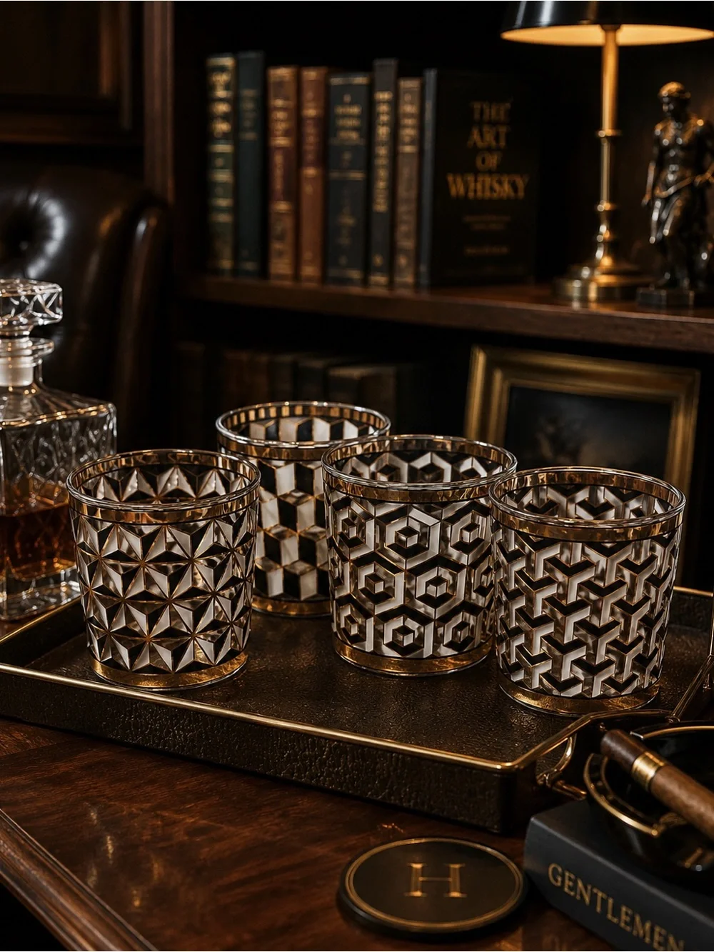 NEW Jonathan Adler Versailles Geometric Cocktail Glasses Set of 4